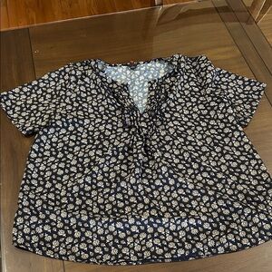 Ann Taylor Navy Blue Floral Pattern